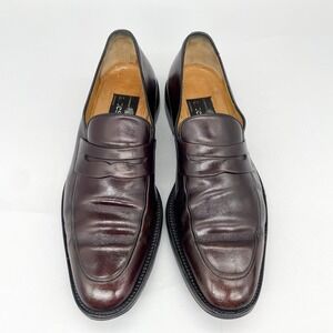 A Testoni Mens 11/ 12 Penny Loafers Shoe Brown Leather SlipOn Casual Vtg Classic
